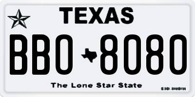 TX license plate BBO8080