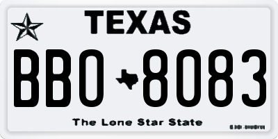 TX license plate BBO8083