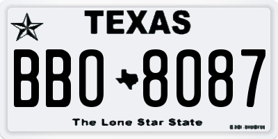 TX license plate BBO8087