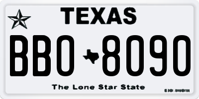 TX license plate BBO8090