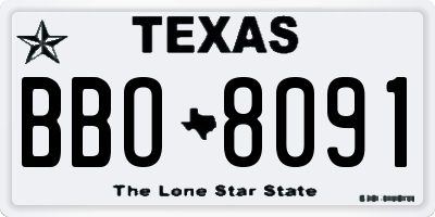 TX license plate BBO8091
