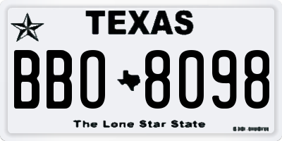 TX license plate BBO8098