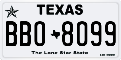 TX license plate BBO8099