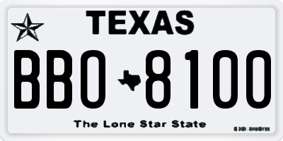 TX license plate BBO8100