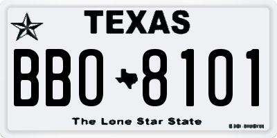 TX license plate BBO8101