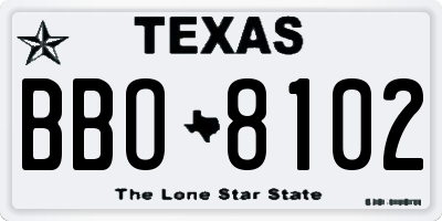 TX license plate BBO8102