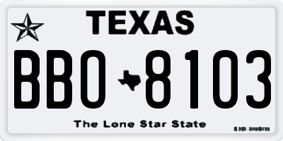 TX license plate BBO8103