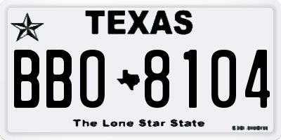 TX license plate BBO8104