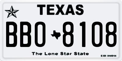 TX license plate BBO8108