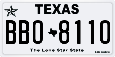 TX license plate BBO8110