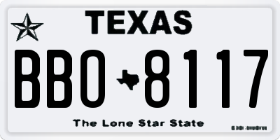 TX license plate BBO8117