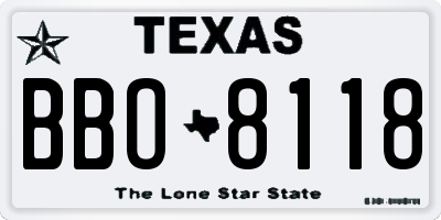 TX license plate BBO8118