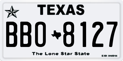 TX license plate BBO8127
