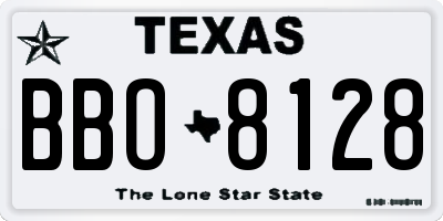 TX license plate BBO8128