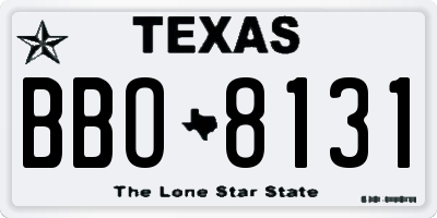 TX license plate BBO8131