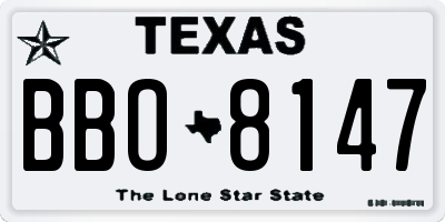 TX license plate BBO8147