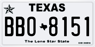 TX license plate BBO8151