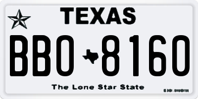 TX license plate BBO8160