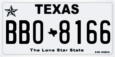 TX license plate BBO8166