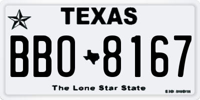 TX license plate BBO8167