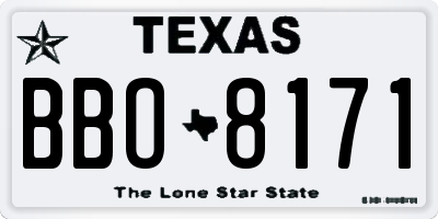 TX license plate BBO8171