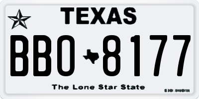 TX license plate BBO8177