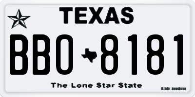 TX license plate BBO8181