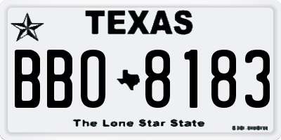 TX license plate BBO8183