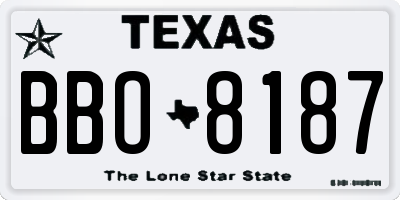 TX license plate BBO8187