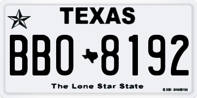 TX license plate BBO8192