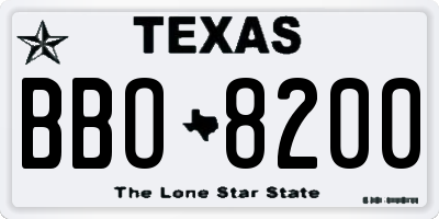 TX license plate BBO8200