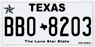 TX license plate BBO8203