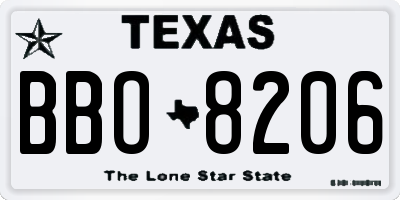 TX license plate BBO8206