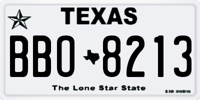 TX license plate BBO8213