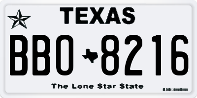 TX license plate BBO8216