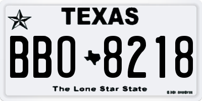 TX license plate BBO8218