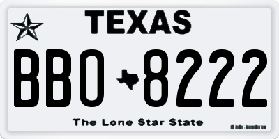 TX license plate BBO8222