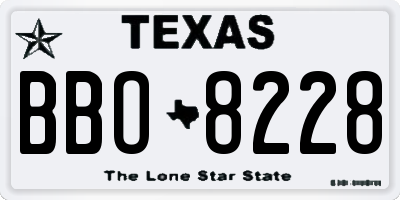 TX license plate BBO8228
