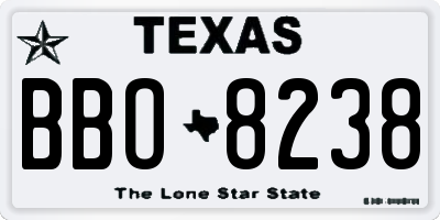 TX license plate BBO8238