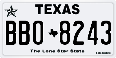 TX license plate BBO8243
