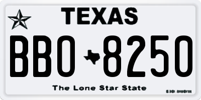 TX license plate BBO8250