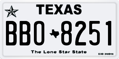 TX license plate BBO8251