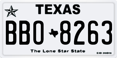 TX license plate BBO8263