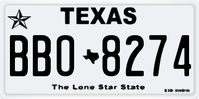 TX license plate BBO8274