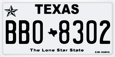 TX license plate BBO8302