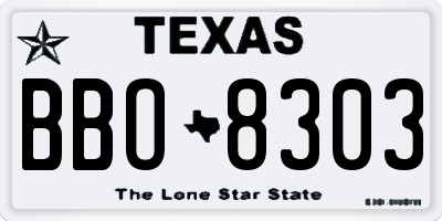 TX license plate BBO8303