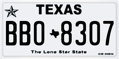 TX license plate BBO8307