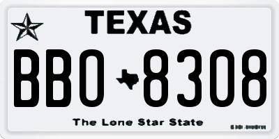 TX license plate BBO8308