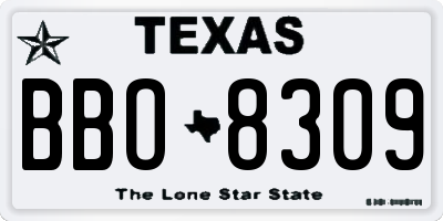 TX license plate BBO8309