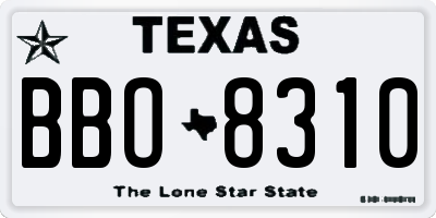 TX license plate BBO8310